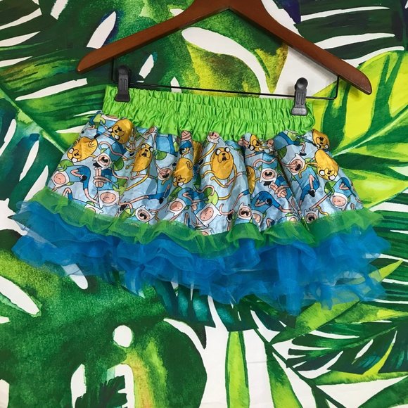 Cartoon Network Dresses & Skirts - EUC Cartoon Network Adventure Time Jake Finn One Size Teen Girl Blue Green Tutu